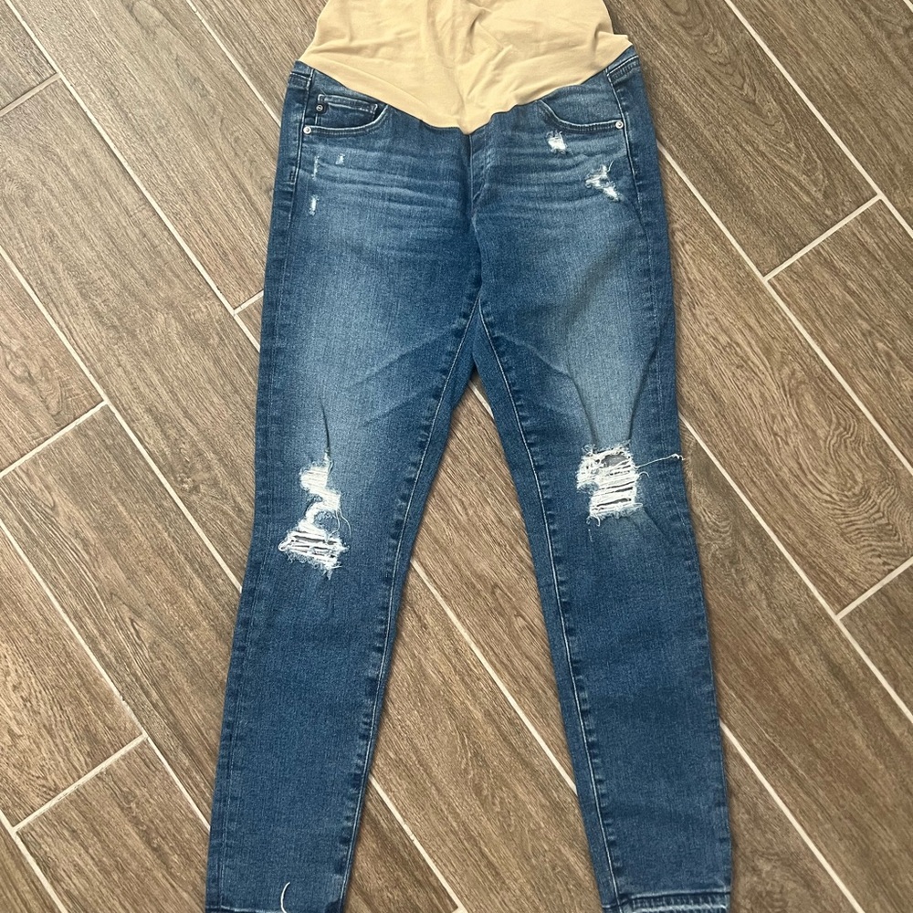 AG Adriano Goldschmied maternity jeans Distressed Jeggings